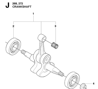Crankshaft Diagram and Parts List for 272XP 20091400001-20163200000 Husqvarna Chainsaw