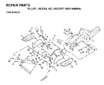 Tine Shield Diagram and Parts List for 550CRTT (954140065A)(1998-02) Husqvarna Tiller