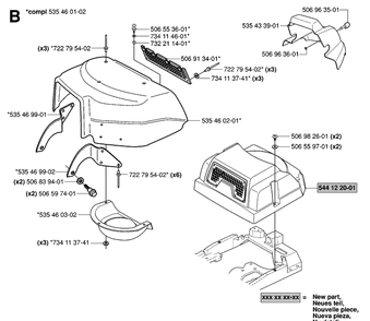 Hood Diagram and Parts List for RIDER155AWD (965089301)(2006-01) Husqvarna Lawn Mower