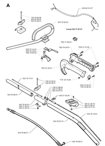 Shaft And Handle Diagram and Parts List for 240RBD 19970500001-20004000000 Husqvarna Brush Cutter