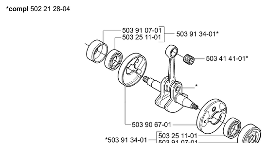 Crankshaft Diagram and Parts List for 232L 2006-01 Husqvarna Trimmer