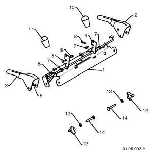 Handle 2 Diagram and Parts List for ST2109E (96191004005)(2012-06) Husqvarna Snow Blower