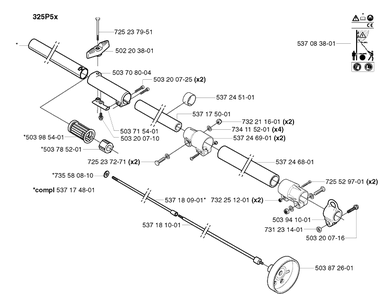 Shaft Diagram and Parts List for 325P 20021800001-20042299999 Husqvarna Pole Saw