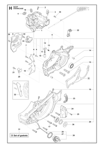 Crankcase Diagram and Parts List for 562XP-562XPG 562 XP W - 562 XP GW Husqvarna Chainsaw