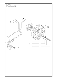 Ignition System Diagram and Parts List for 570II 2017-06 Husqvarna Chainsaw