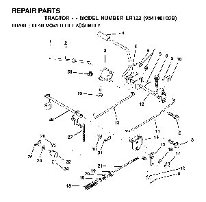 Brake / Rear Mower Lift Diagram and Parts List for LR122 (954140105B)(2000-01) Husqvarna Lawn Tractor