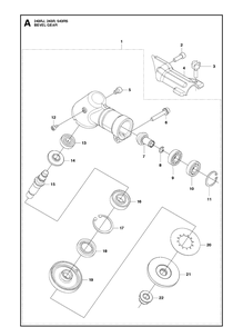 Bevel Gear Diagram and Parts List for 543RS 20113200001-20121000000 Husqvarna Brush Cutter