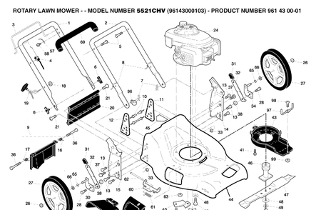 Repair Parts 2 Diagram and Parts List for 5521CHV (96143000103)(2005-11) Husqvarna Lawn Mower