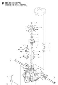 Gear Housing Diagram and Parts List for RIDER15V2AWD (965200901)(2008-01) Husqvarna Lawn Mower