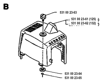Cylinder Cover Diagram and Parts List for 125RB 19931400001 & Above Husqvarna Trimmer