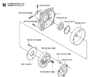 Clutch Diagram and Parts List for 343R 20064000001-20103600000 Husqvarna Brush Cutter