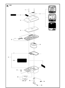 Air Filter Cover Diagram and Parts List for KV960 2008-12 Husqvarna Lawn Tractor Accessories