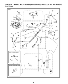 Electrical Diagram and Parts List for YTH2454 (96043009300)(2009-10) Husqvarna Lawn Tractor