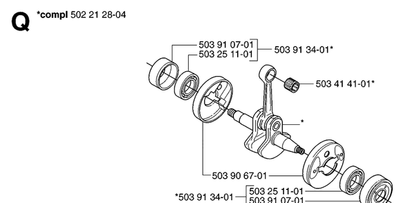 Crankshaft Diagram and Parts List for 235RII  Husqvarna Brush Cutter