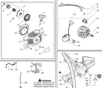 Starter And Ignition And Fuel Tank Diagram and Parts List for 137 2009-03 Husqvarna Chainsaw