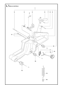 Handle And Controls Diagram and Parts List for 61  Husqvarna Chainsaw
