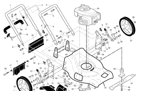 Frame Diagram and Parts List for 7021F (96143004203)(2011-01) Husqvarna Lawn Mower