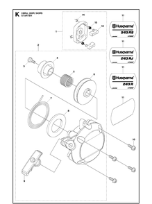 Starter Diagram and Parts List for 243R 20121000001-Current Husqvarna Brush Cutter