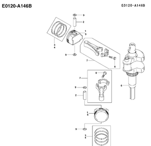 Piston And Crankshaft Diagram and Parts List for FH641V 2002-06 Husqvarna Engine