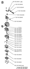 Carburetor Details Diagram and Parts List for 26H 19930600001-19941000000 Husqvarna Hedge Trimmer