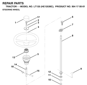 Steering Column Diagram and Parts List for LT125 (HE12536C)(1996-01) Husqvarna Lawn Tractor