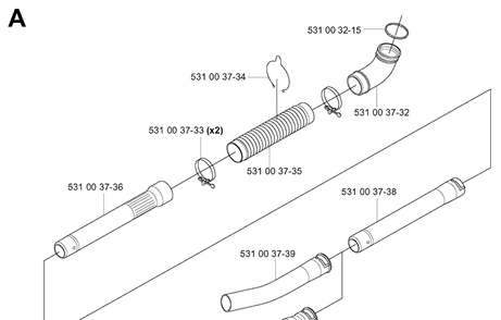 Tube 2 Diagram and Parts List for 165BT 20053300001-Current Husqvarna Leaf Blower / Vacuum