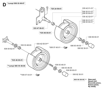 Wheels And Tires Diagram and Parts List for R11 (953519401)(2004-01) Husqvarna Lawn Tractor
