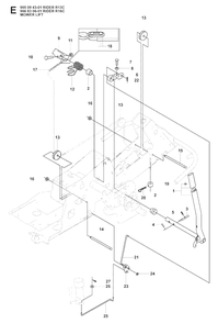 Mower Lift / Deck Lift Diagram and Parts List for R13C (965094301)(2008-04) Husqvarna Lawn Tractor
