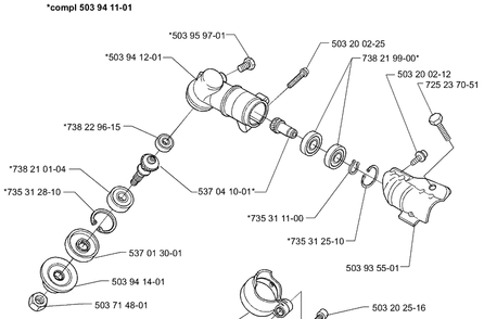 Gearhead Diagram and Parts List for 322R 2000-04 Husqvarna Brush Cutter