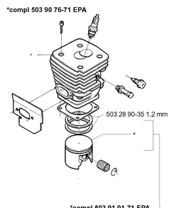 Cylinder Piston 2 Diagram and Parts List for 394XP 19980900001-Current Husqvarna Chainsaw