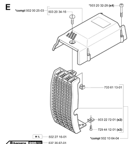 Cover Diagram and Parts List for 265RX  Husqvarna Brush Cutter