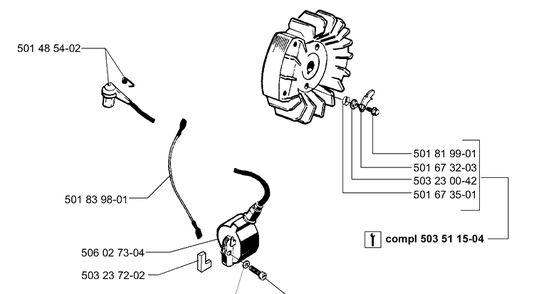 Ignition/Flywheel Diagram and Parts List for 268K 1997-01 Husqvarna Lawn Tractor Accessories