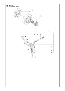 Clutch Oil Pump Diagram and Parts List for 455ERANCHER 2013-01 Husqvarna Chainsaw