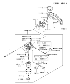 Carburetor Diagram and Parts List for FR730V-DS04 2017-09 Husqvarna Engine