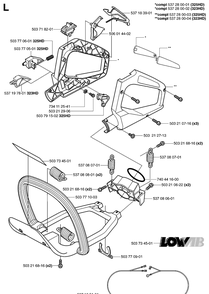 Handle And Controls Diagram and Parts List for 323HD60 20022200001-20062300000 Husqvarna Hedge Trimmer