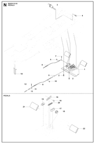 Pedals Diagram and Parts List for R11R (966830401)(2009-04) Husqvarna Lawn Tractor