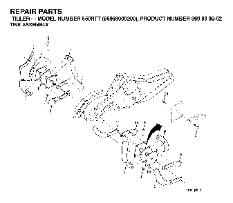 Tine Assembly Diagram and Parts List for 650RTT (96093000200)(2005-08) Husqvarna Tiller