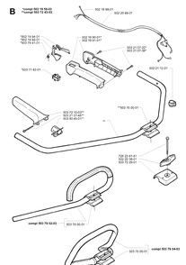 Handle And Controls Diagram and Parts List for 225L 19970500001-20004000000 Husqvarna Edger