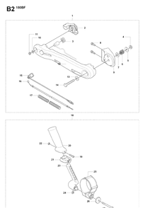 Handle And Controls Diagram and Parts List for 180BF 20084000001-Current Husqvarna Leaf Blower / Vacuum