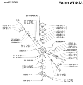 Carb Parts / Wt 548a Diagram and Parts List for 232L 2007-01 Husqvarna Trimmer