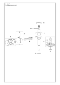 Piston And Crankshaft Diagram and Parts List for HS166AP  Husqvarna Engine