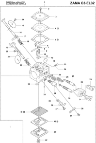 Carb Parts (Ne) Diagram and Parts List for 353 2009-02 Husqvarna Chainsaw