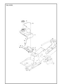 Fuel System Diagram and Parts List for R214T AWD Husqvarna Lawn Mower