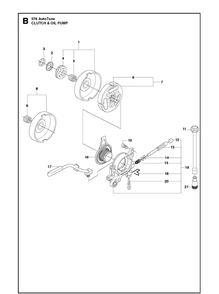 Clutch And Oil Pump Diagram and Parts List for 576XP 20130900001-Current Husqvarna Chainsaw