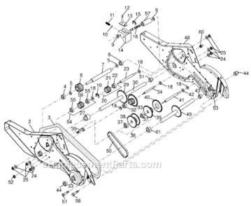 Transmission Diagram and Parts List for 96093001202  Husqvarna Tiller
