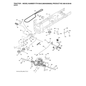 Drive Diagram and Parts List for 96045006000  Husqvarna Lawn Tractor