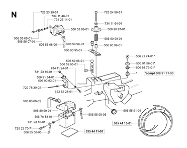 Electrical Diagram and Parts List for R16 2003-01 Husqvarna Lawn Tractor