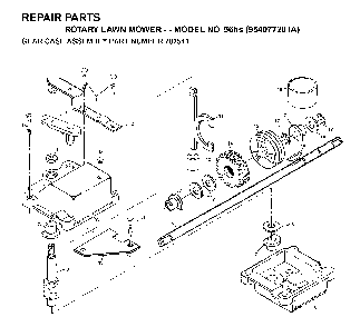 Gear Case Diagram and Parts List for 56HS (954077201A)(1995-10) Husqvarna Lawn Mower