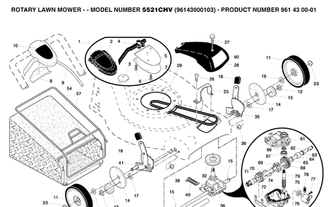 Repair Parts Diagram and Parts List for 5521CHV (96143000103)(2005-11) Husqvarna Lawn Mower