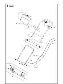 Handle Diagram and Parts List for LC140SP 970488201 Husqvarna Lawn Mower